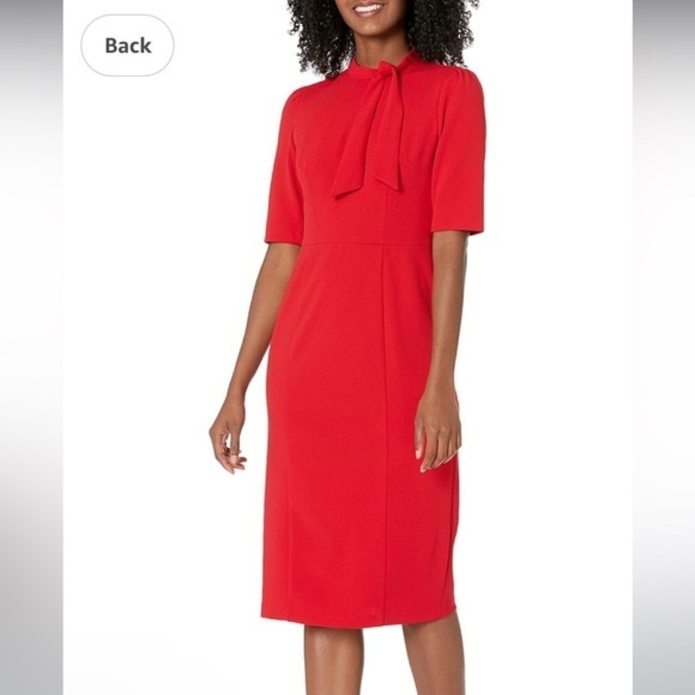 Donna Morgan Tie Neck Stretch Crepe Sheath Dress, NWT, size 10
